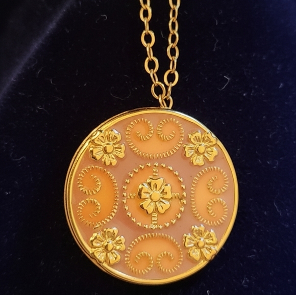 Van Dell Jewelry - Vintage Van Dell 12K Gold Filled Enamel Floral Necklace